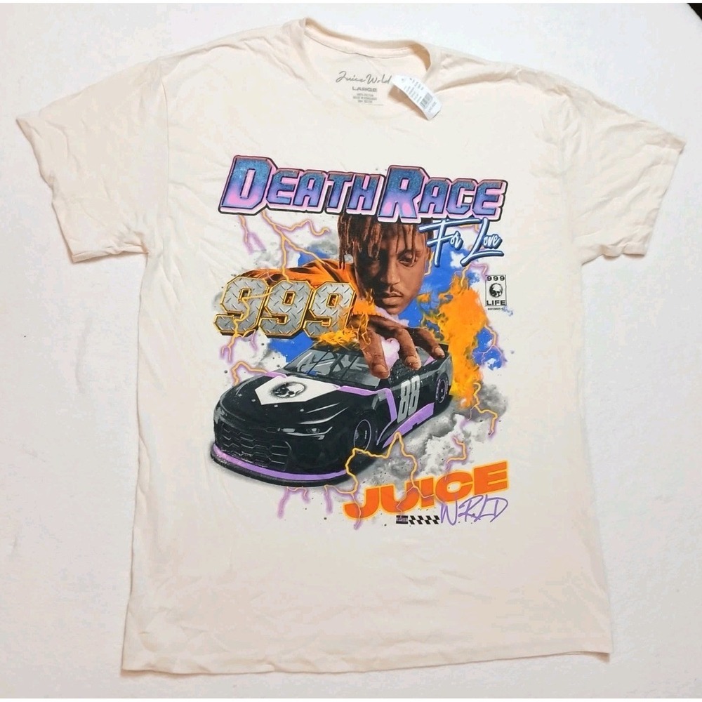 NWT PacSun Juice WRLD Death Race For Love Graphic T Shirt Cream Mens Size Large